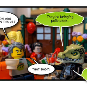 DavidB and Gator in Lego form are chatting in a Lego coffee shop. DavidB asks 